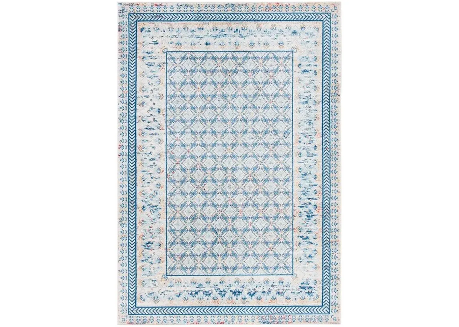 Brentwood 899 Blue / Yellow 4' X 6' Small Rectangle Powerloomed Rug