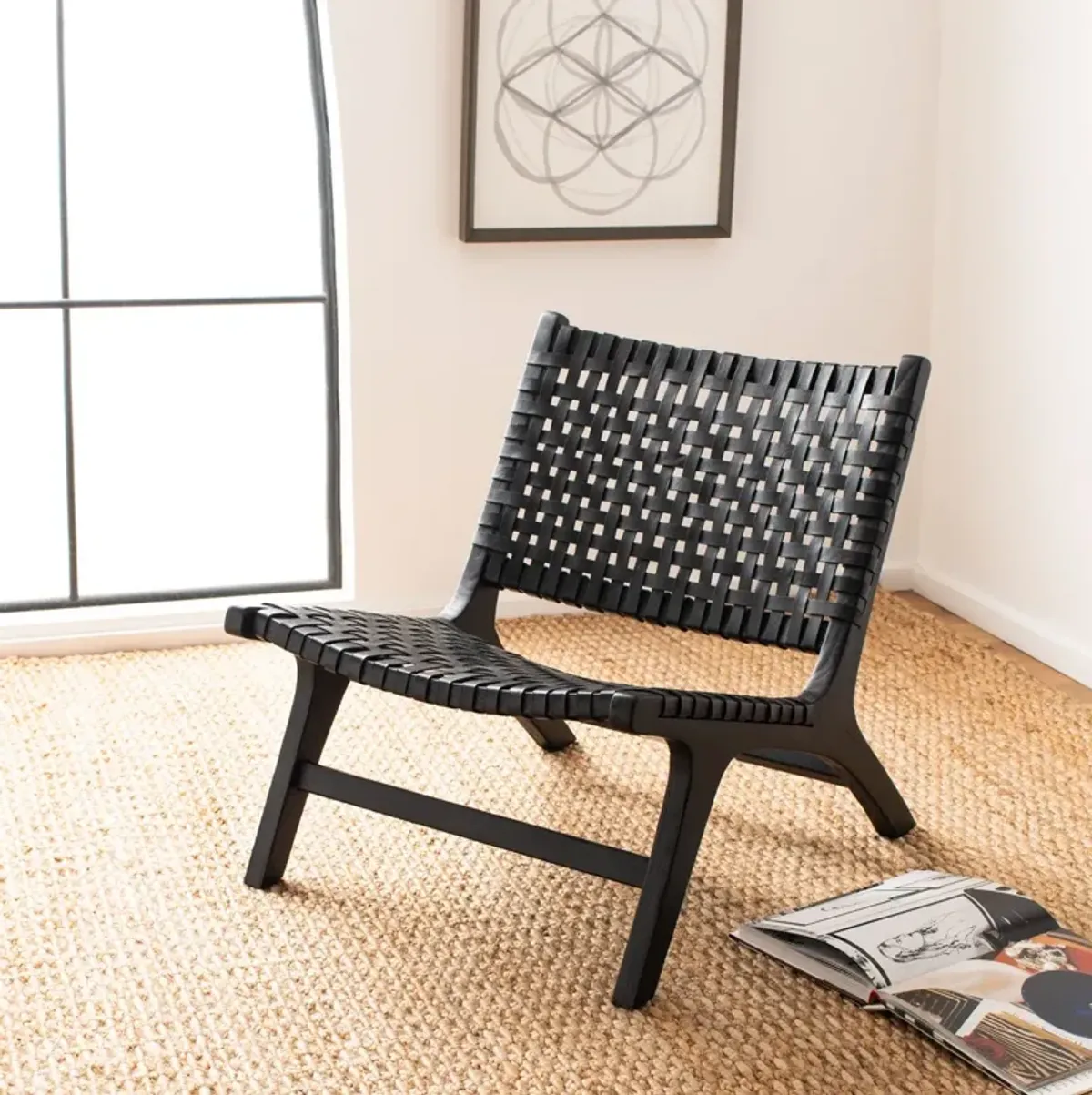 LUNA LEATHER WOVEN ACCENT CHAIR