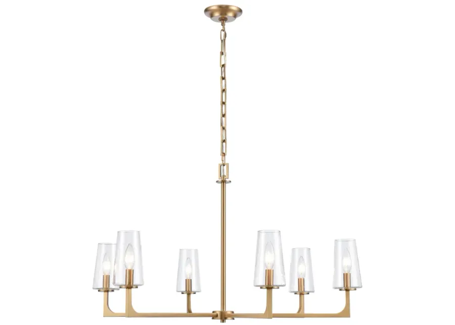 Fitzroy 34'' Wide 6-Light Chandelier - Lacquered Brass