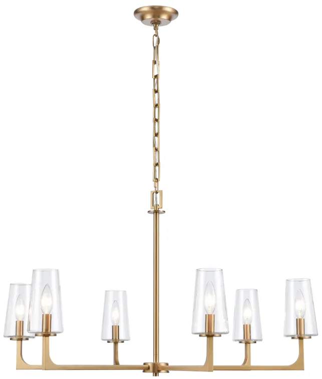 Fitzroy 34'' Wide 6-Light Chandelier - Lacquered Brass