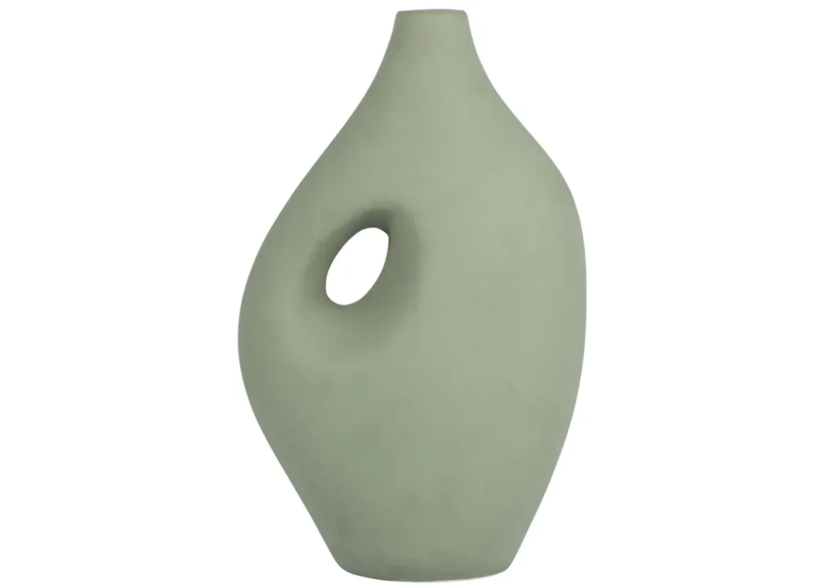 Cer, 12" Nomadic Handle Vase, Dark Sage