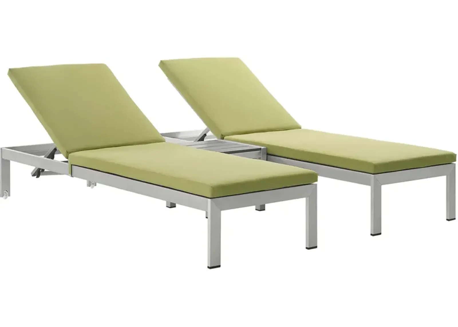 Shore 3 Piece Outdoor Patio Aluminum Chaise with Cushions