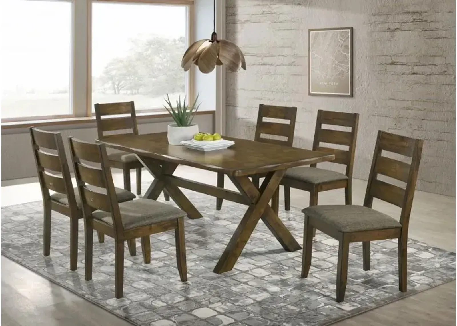 Alston 7-piece Rectangular Dining Set Knotty Nutmeg and Grey