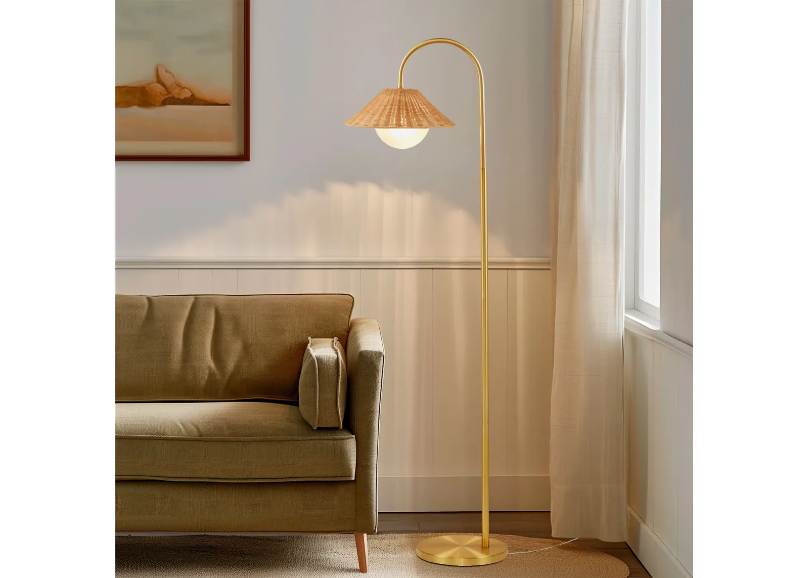 Rattan Weave Shade Floor Lamp