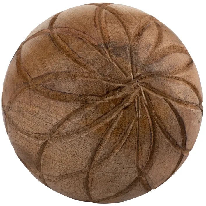 Wood, 5" Textured Orb, Brown