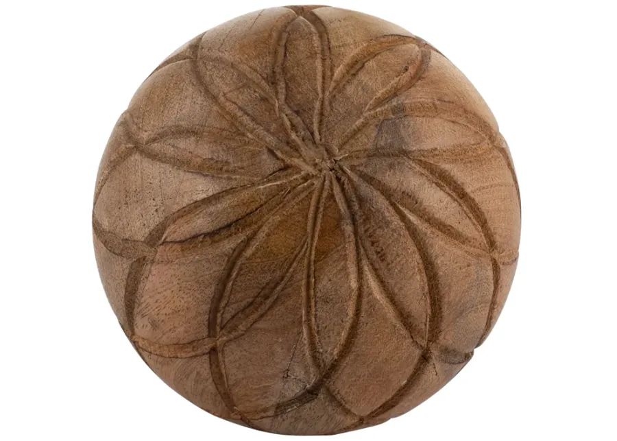 Wood, 5" Textured Orb, Brown