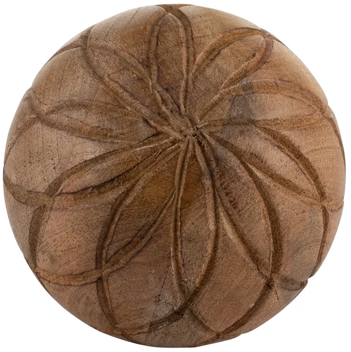 Wood, 5" Textured Orb, Brown