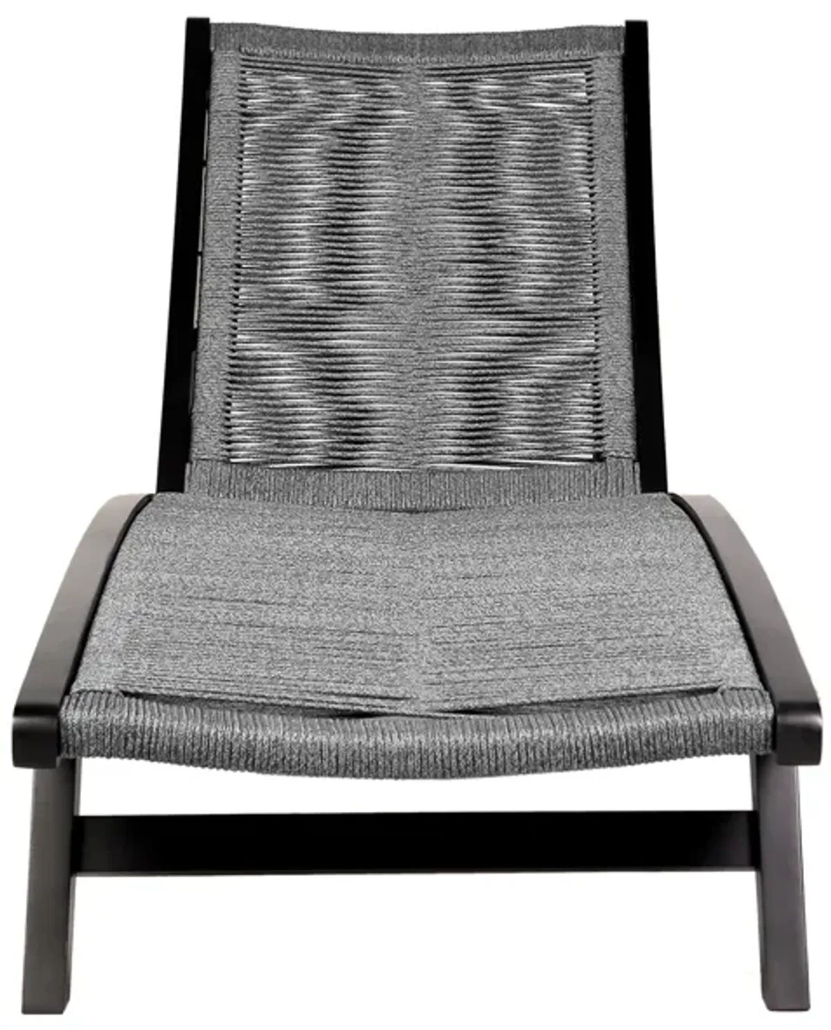 Chateau Outdoor Patio Adjustable Chaise Lounge Chair in Eucalyptus Wood and Gray Rope