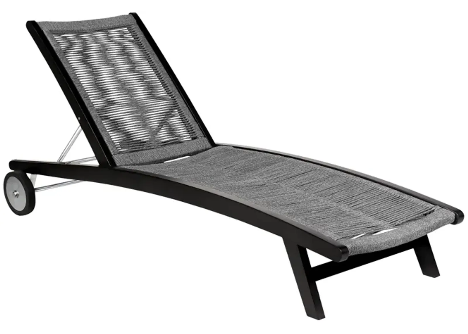 Chateau Outdoor Patio Adjustable Chaise Lounge Chair in Eucalyptus Wood and Gray Rope