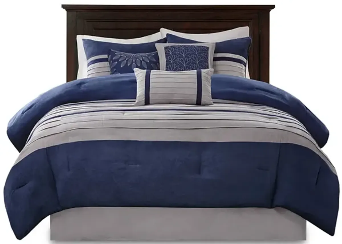 Madison Park Palmer Blue 7 Piece Comforter Set