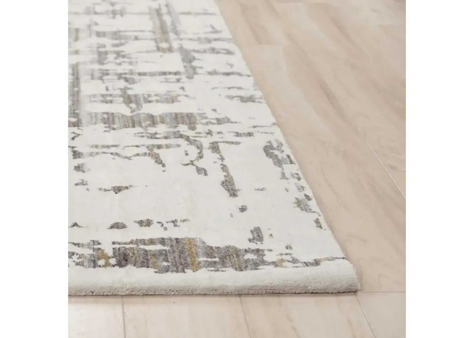 Ankara Ivory/Gray Abstract Recycled Polyester 2'6" x 8' Runner Rug