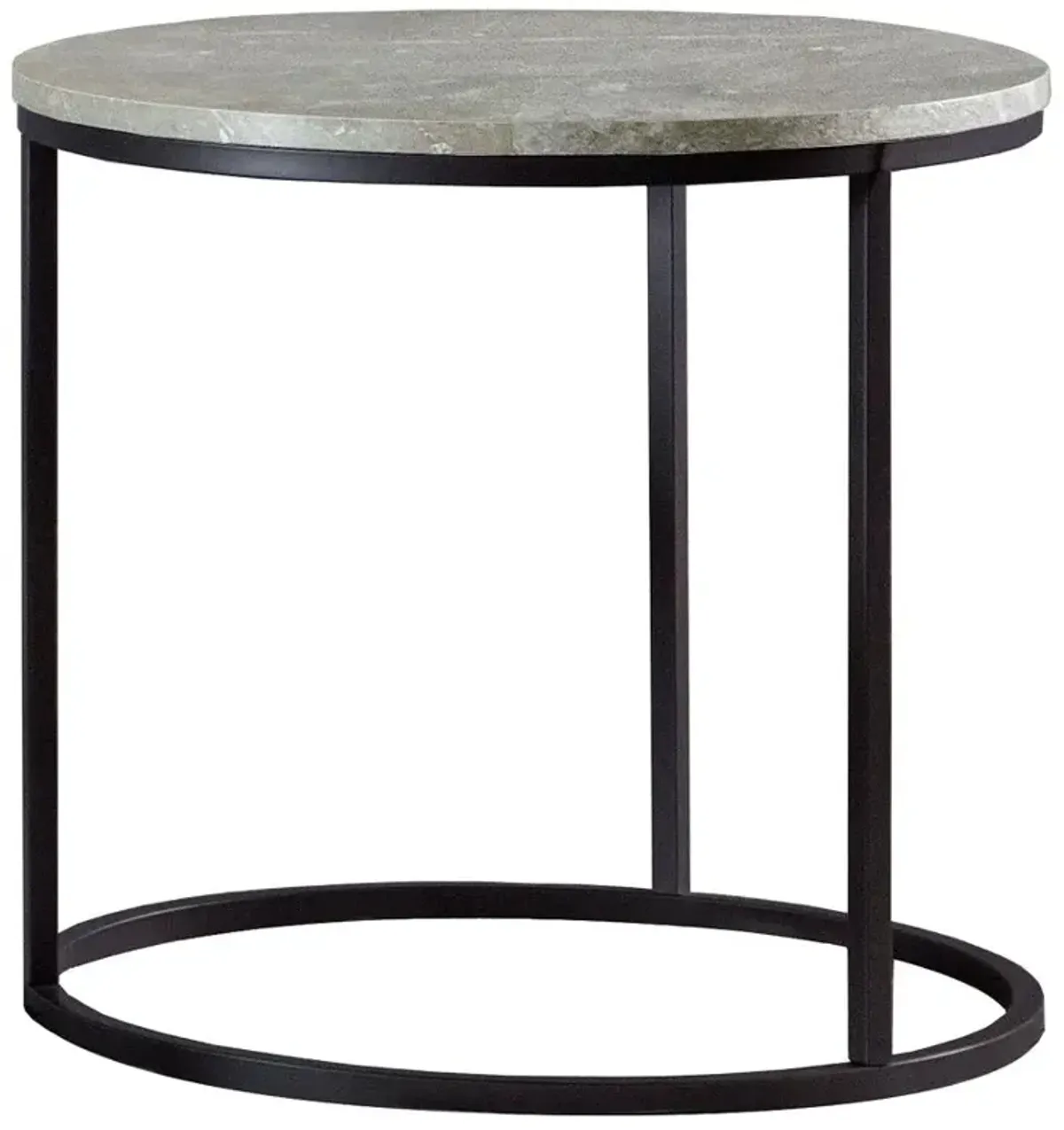 Alberto Faux Marble round Top End Table Grey And Gunmetal