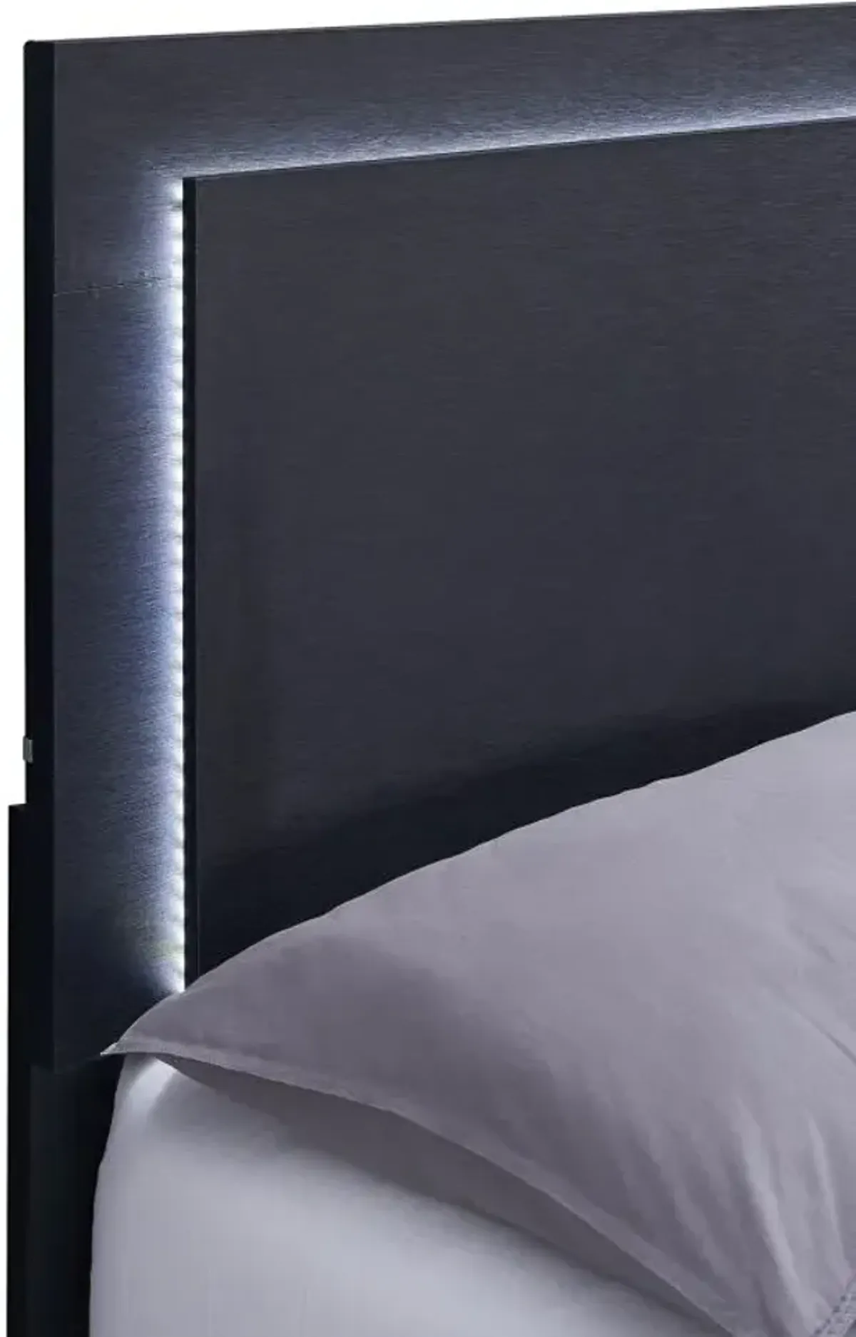 Marceline Queen Bed with LED Headboard Black