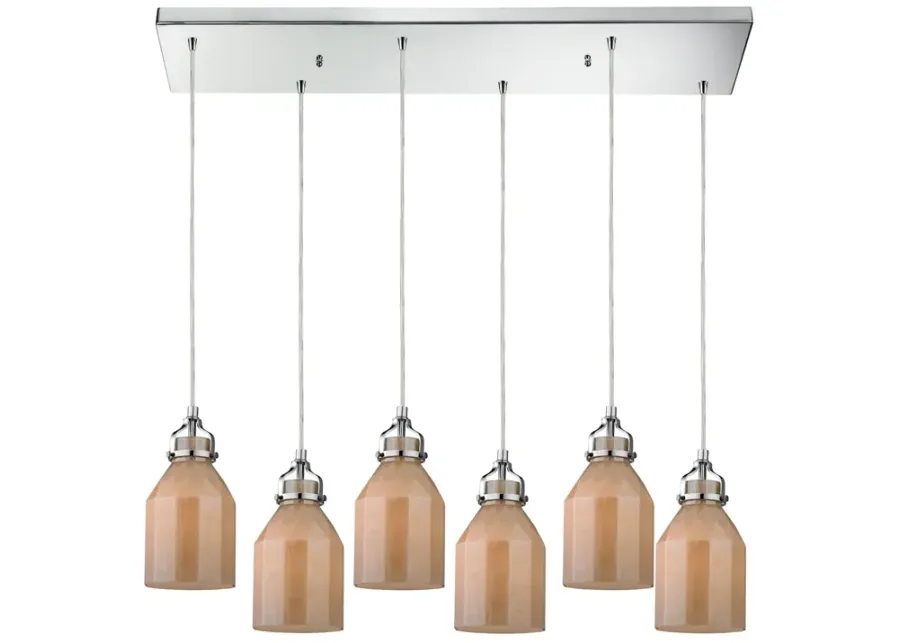 Danica 30'' Wide 6-Light Pendant - Polished Chrome and Cream Champagne Glass