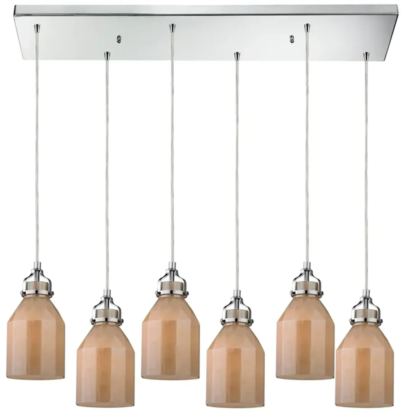 Danica 30'' Wide 6-Light Pendant - Polished Chrome and Cream Champagne Glass