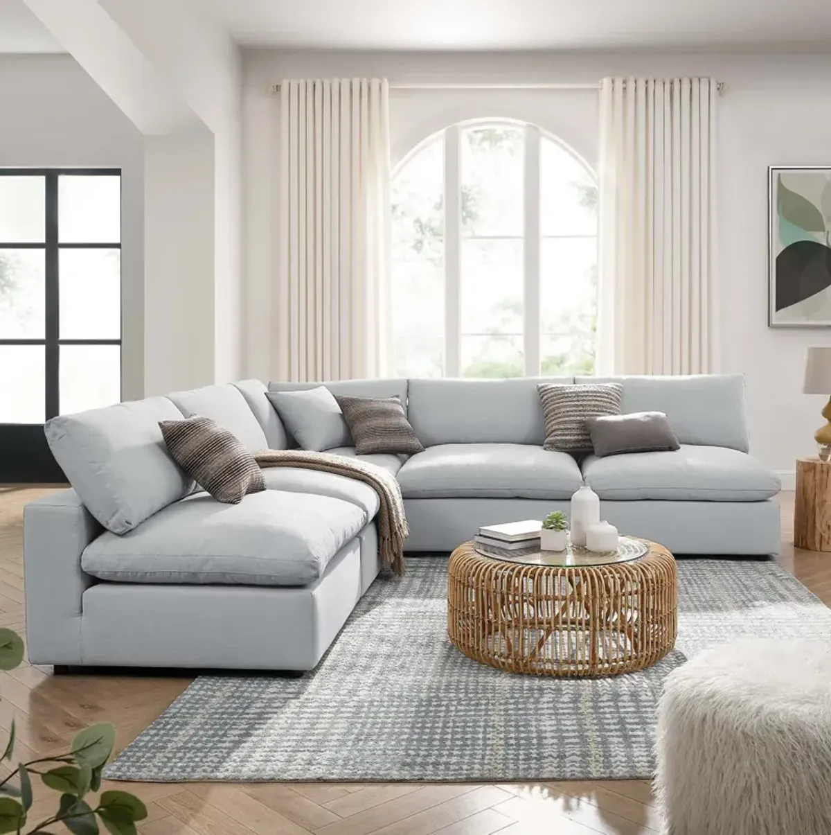 Commix Down Filled Overstuffed 5-Piece Armless Sectional