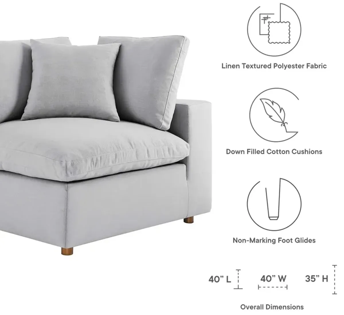 Commix Down Filled Overstuffed 5-Piece Armless Sectional