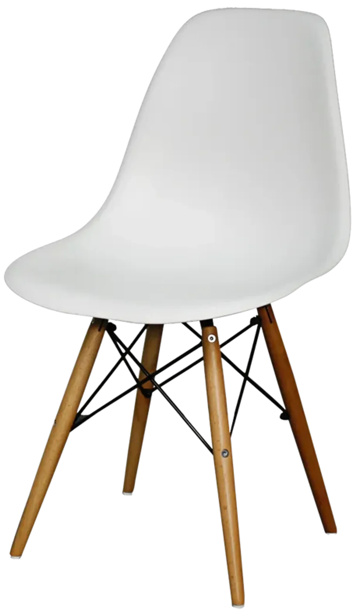 Allen Molded PP Dining Side Chair Maple Dowel Legs, White (Set of 4)