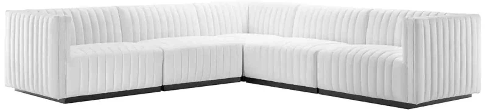 Conjure Channel Tufted Upholstered Fabric 5-Piece L-Shaped Sectional