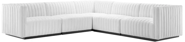 Conjure Channel Tufted Upholstered Fabric 5-Piece L-Shaped Sectional