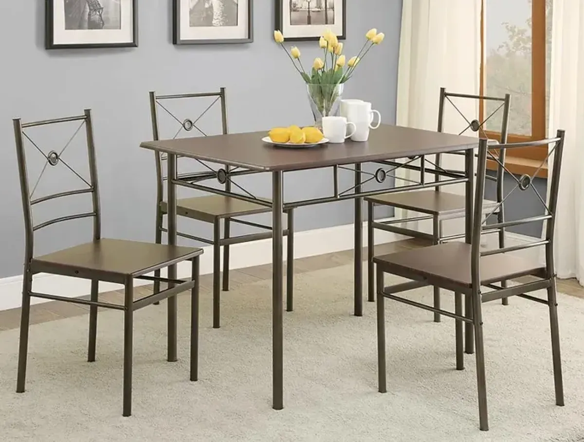 Anna 5-piece Rectangular Dining Set Dark Bronze