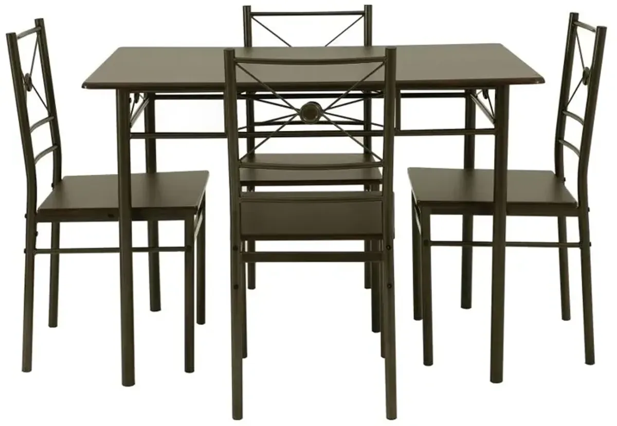 Anna 5-piece Rectangular Dining Set Dark Bronze