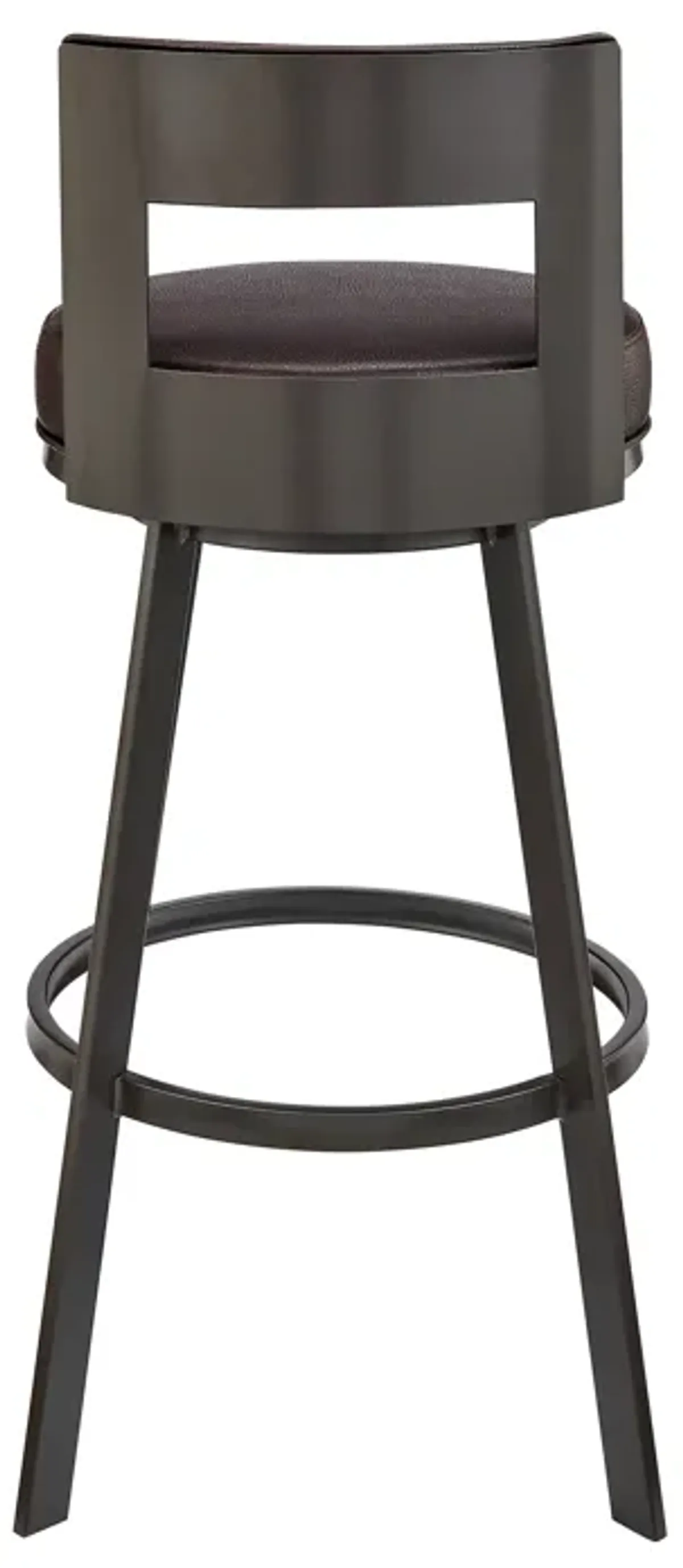 Lynof Swivel Counter Stool in Brown Metal with Brown Faux Leather