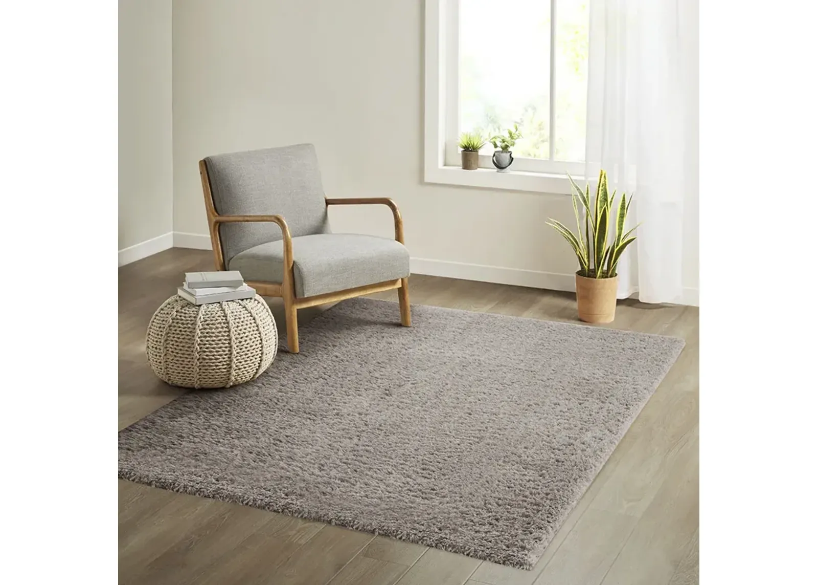 Madison Park Camdyn Grey Super Soft Polyester Shag Area Rug