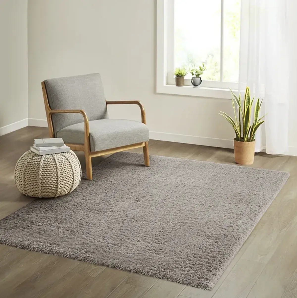 Madison Park Camdyn Grey Super Soft Polyester Shag Area Rug