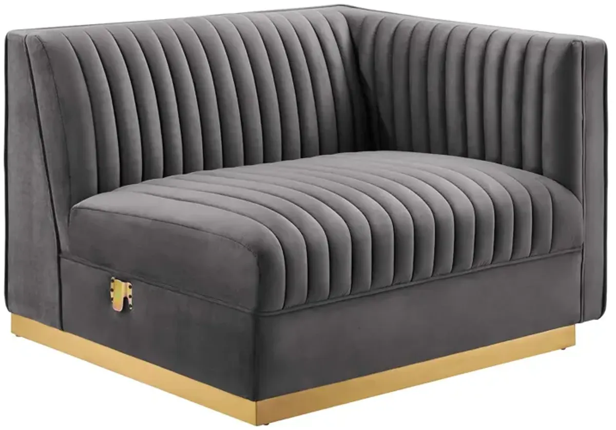 Sanguine Channel Tufted Performance Velvet 4-Seat Modular Sofa