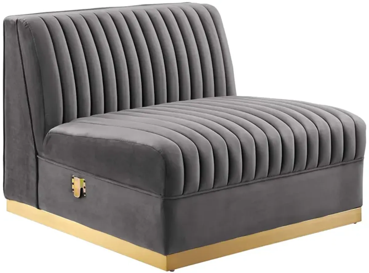 Sanguine Channel Tufted Performance Velvet 4-Seat Modular Sofa