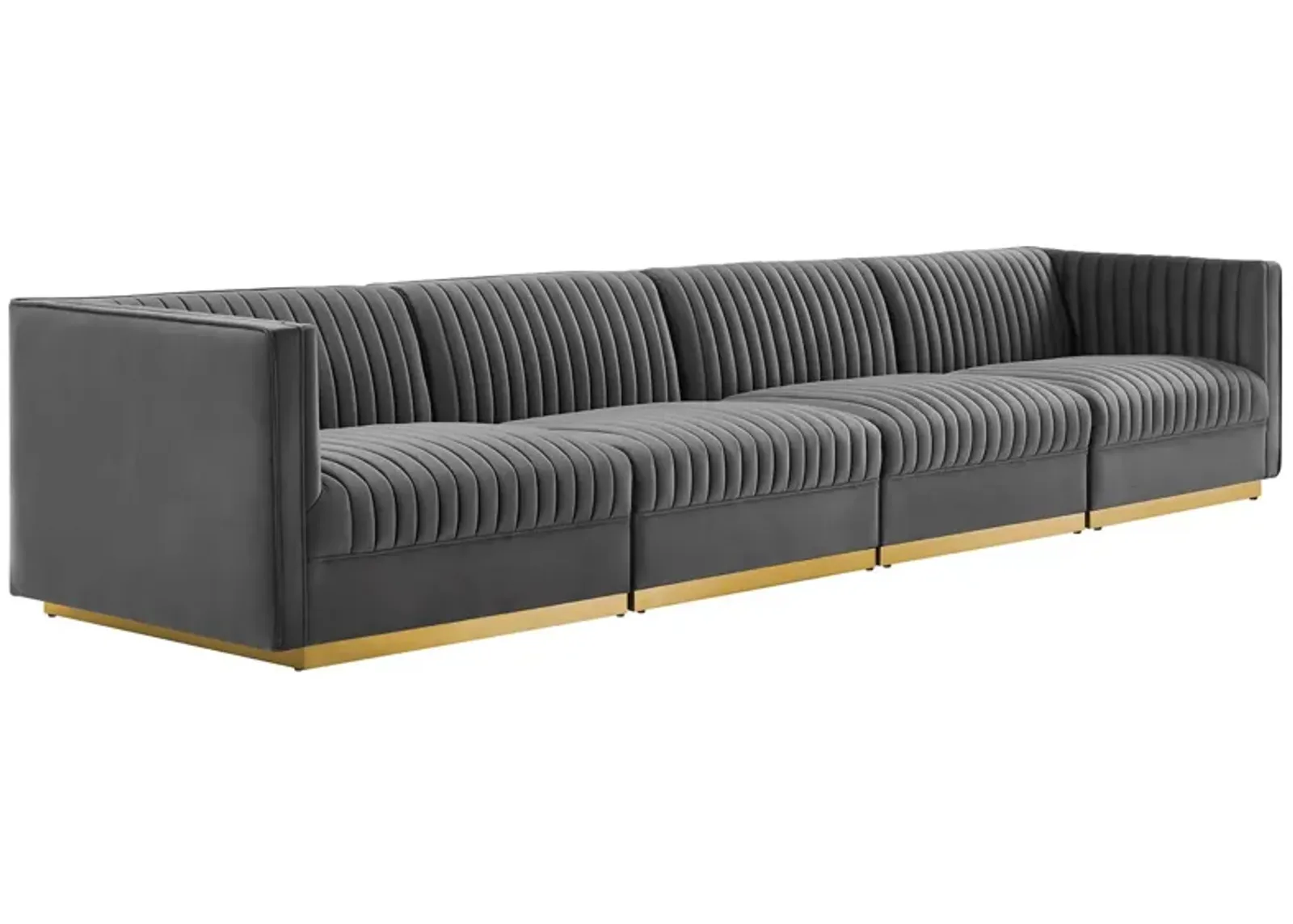 Sanguine Channel Tufted Performance Velvet 4-Seat Modular Sofa