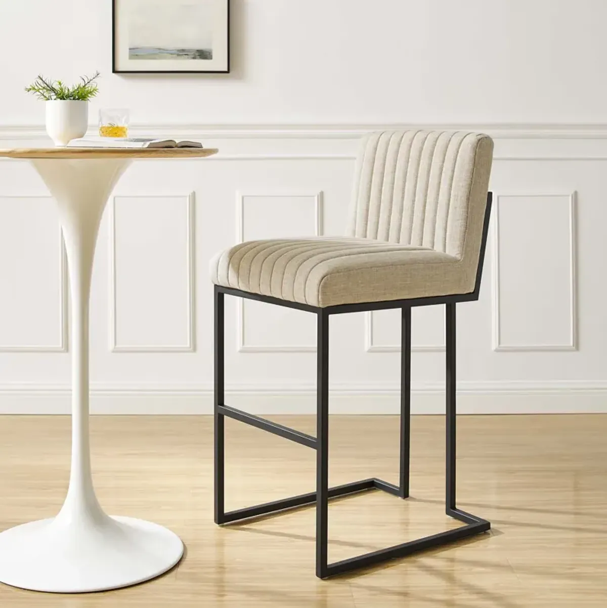 Indulge Channel Tufted Fabric Bar Stool