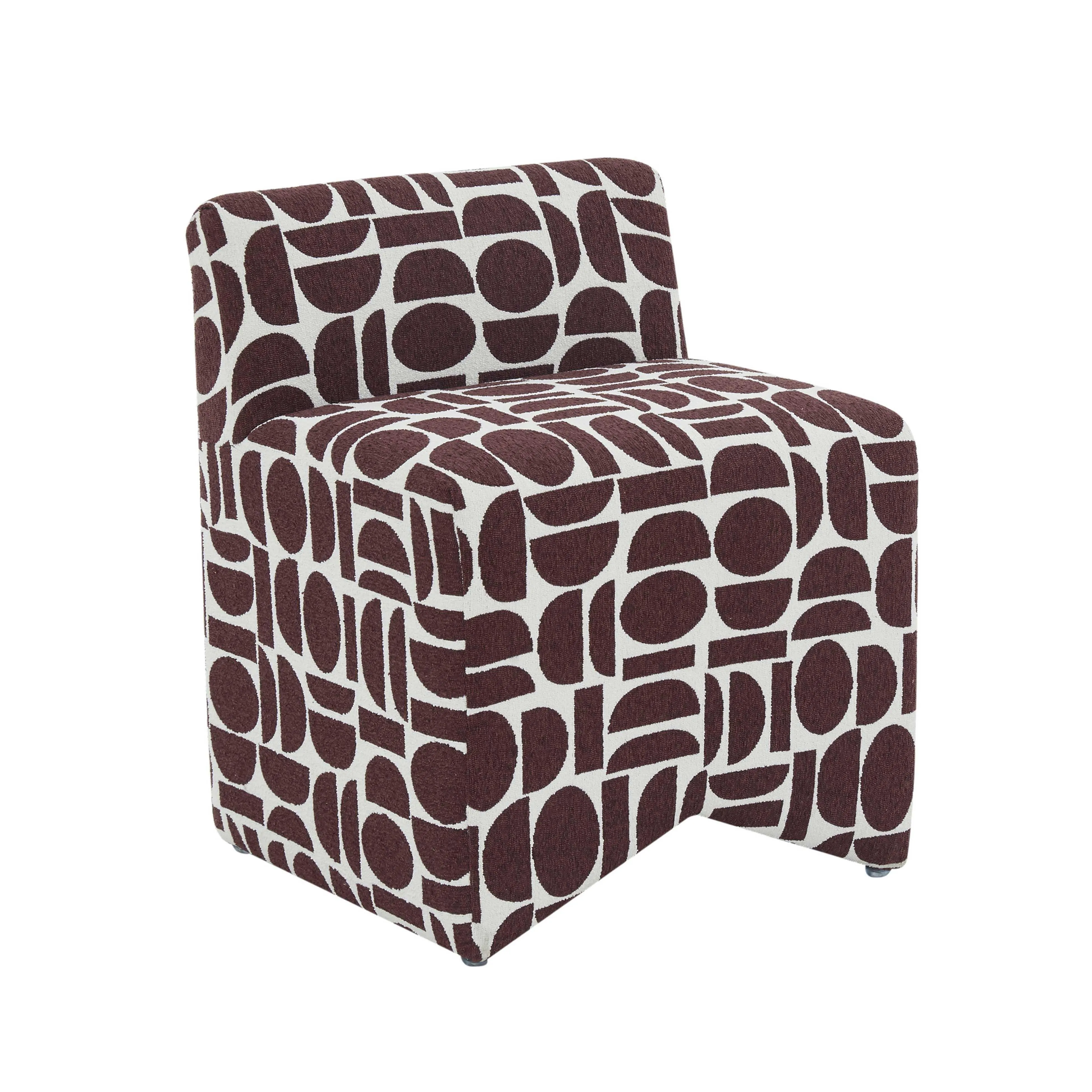 Pippa Merlot Geometric Jacquard Weave Stool