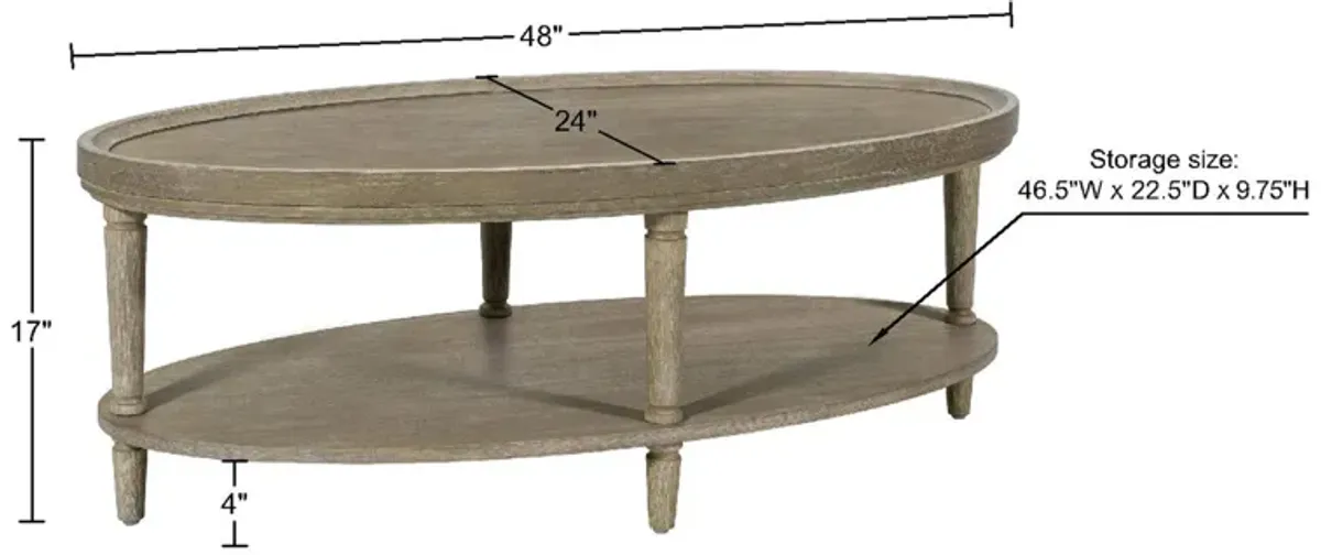 Ayanna Oval Coffee Table with Shelf