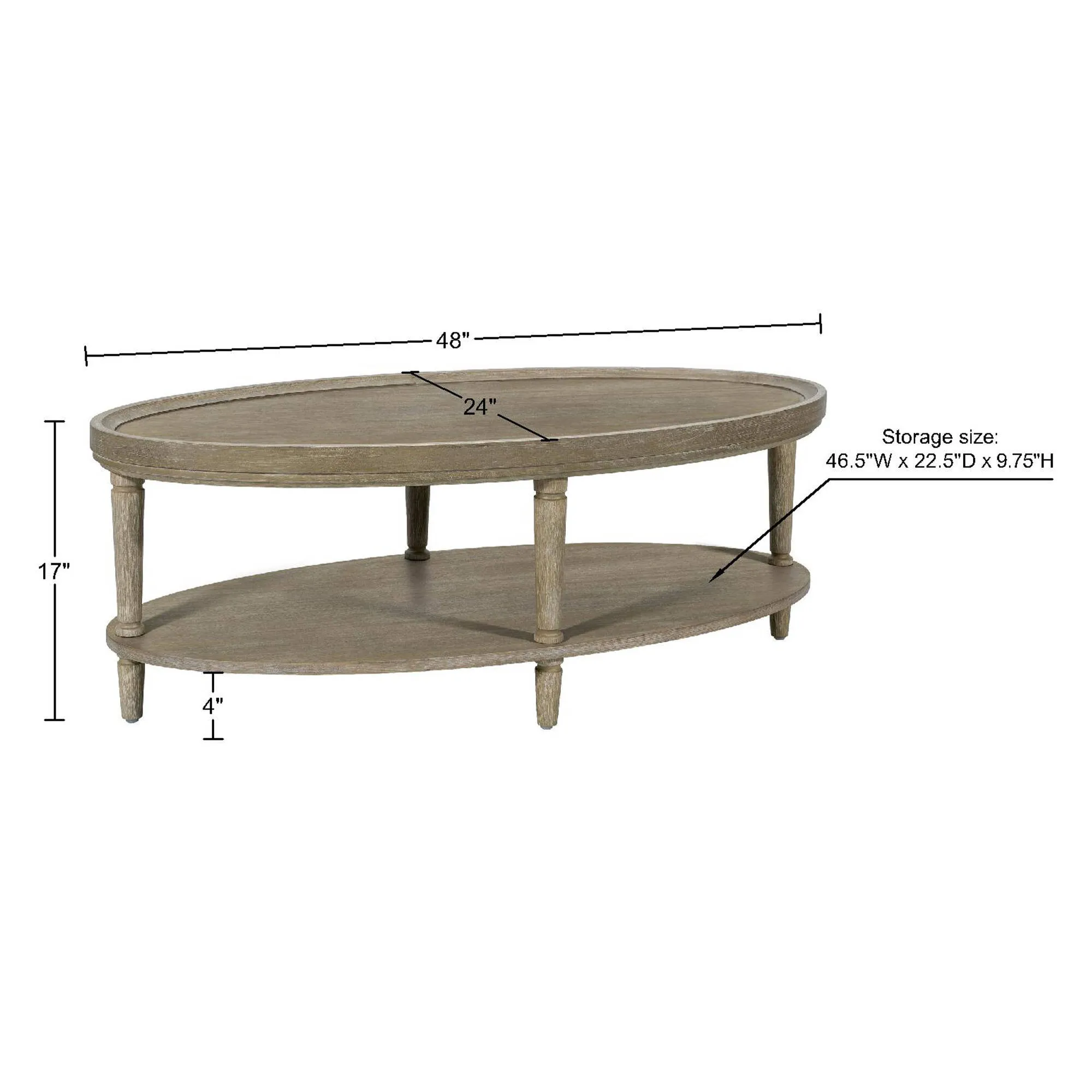 Ayanna Oval Coffee Table with Shelf