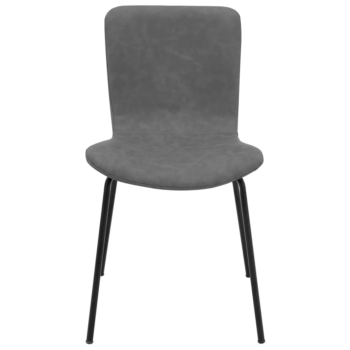 Gillian Modern Dark Gray Faux Leather and Metal Dining Room Chairs - Set of 2