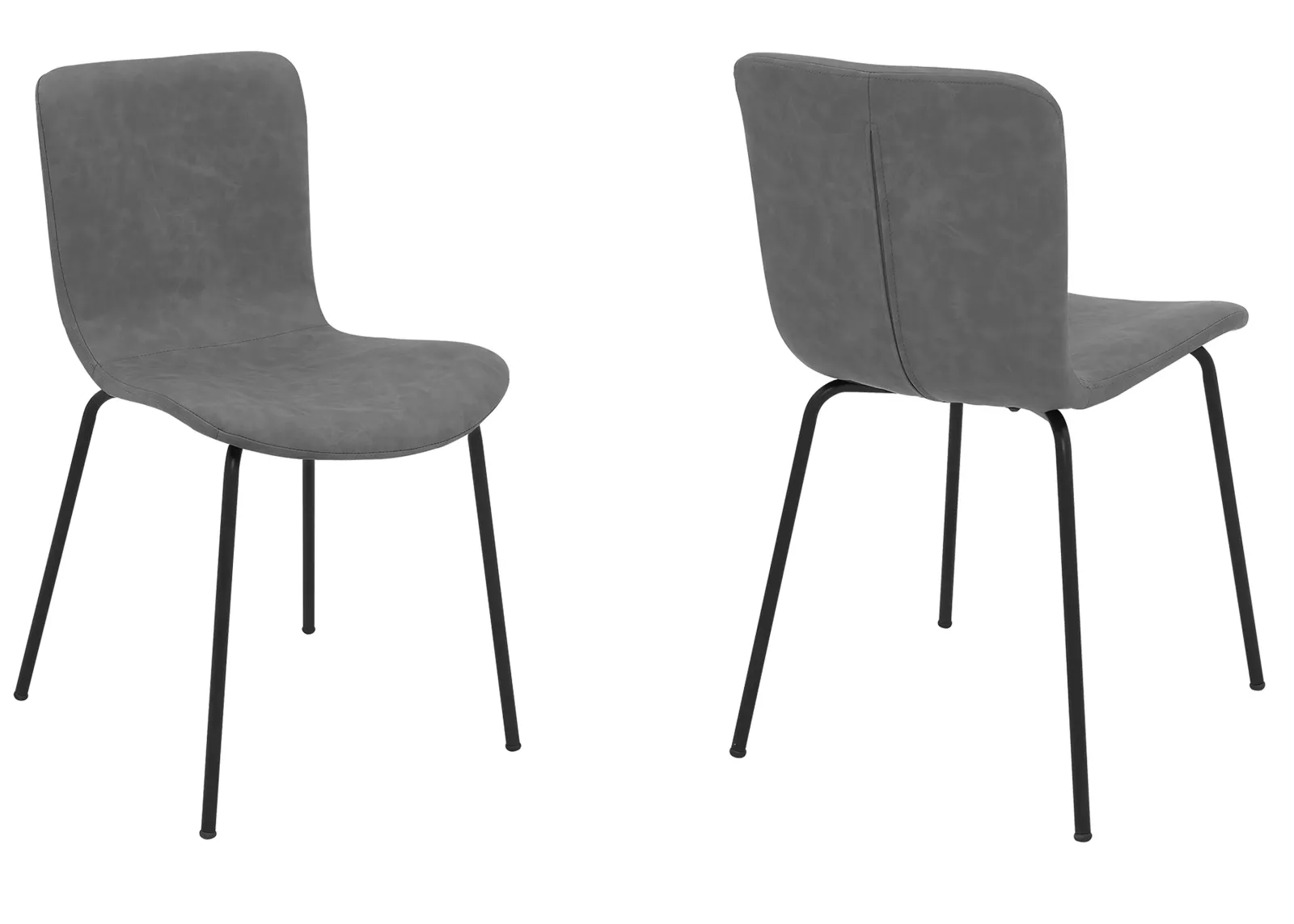 Gillian Modern Dark Gray Faux Leather and Metal Dining Room Chairs - Set of 2