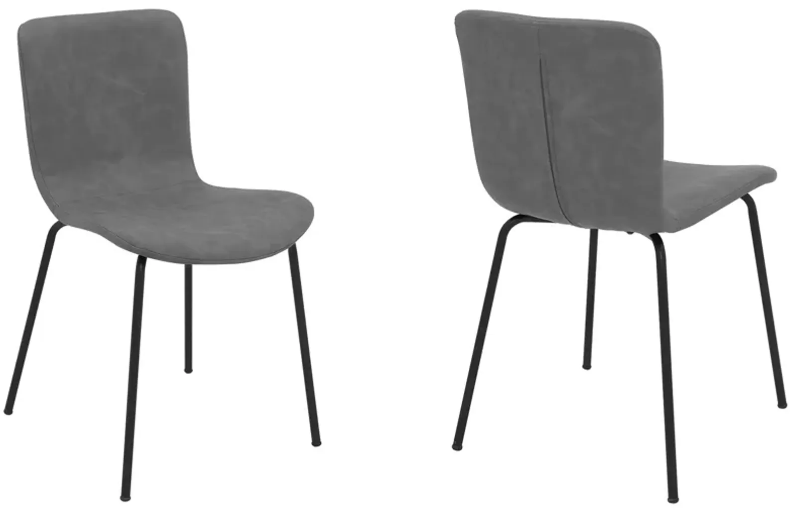 Gillian Modern Dark Gray Faux Leather and Metal Dining Room Chairs - Set of 2