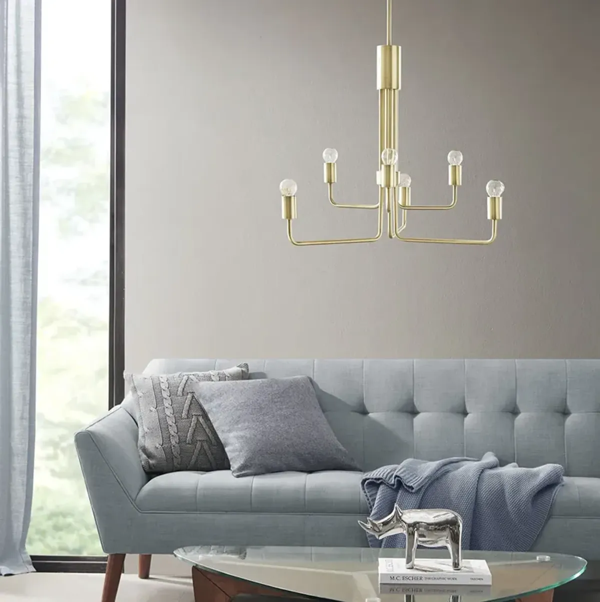 INK+IVY Milo Antique Brass 6-Light Metal Chandelier