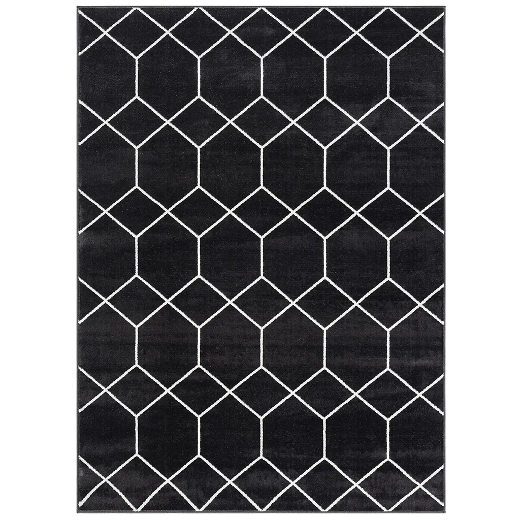 Madison Park Averie Black/Cream Trellis Geometric Woven Area Rug