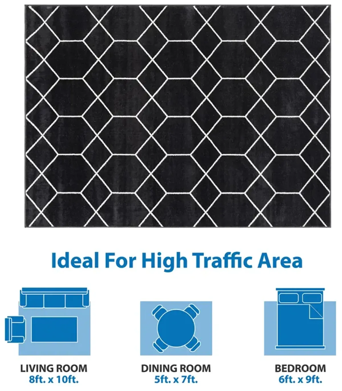 Madison Park Averie Black/Cream Trellis Geometric Woven Area Rug