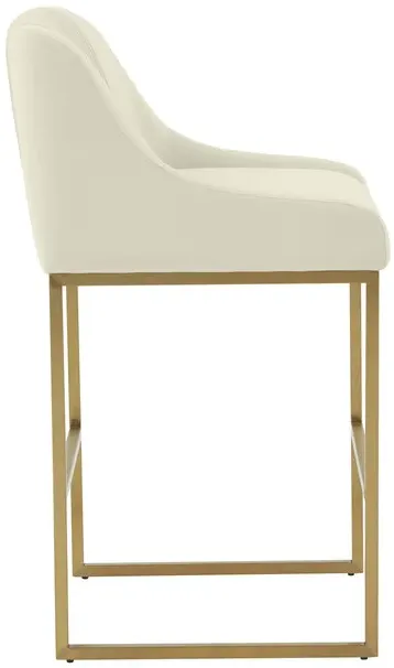 Lisa Cream Pleated Velvet Counter Stool