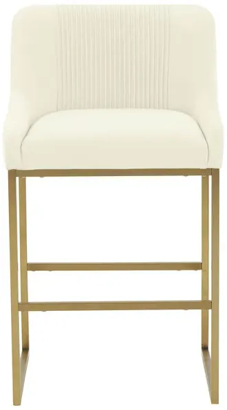 Lisa Cream Pleated Velvet Counter Stool