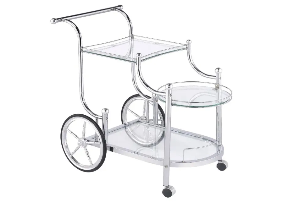 Sarandon 3-tier Serving Cart Chrome and Clear