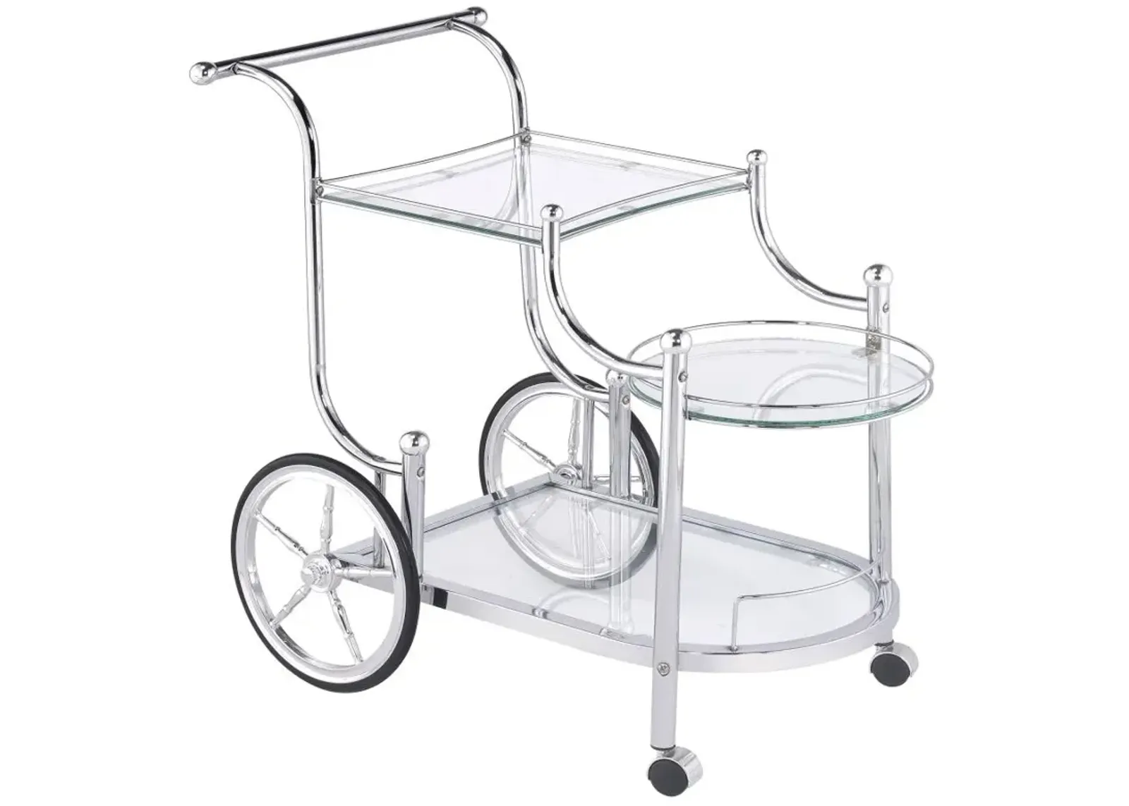 Sarandon 3-tier Serving Cart Chrome and Clear