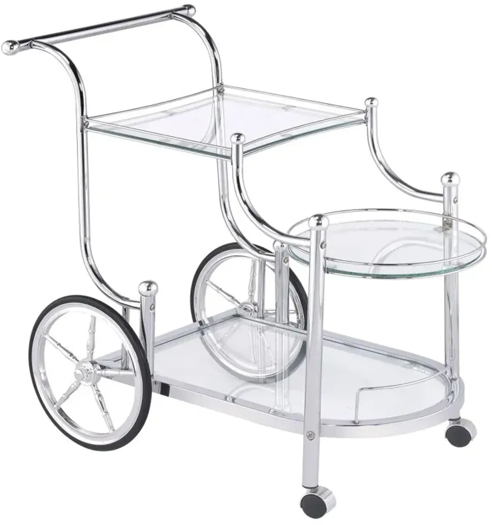 Sarandon 3-tier Serving Cart Chrome and Clear