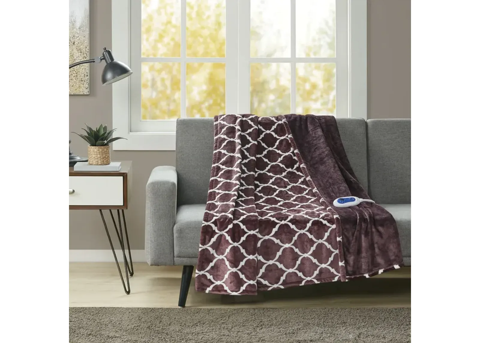 Beautyrest Heated Ogee Purple Throw