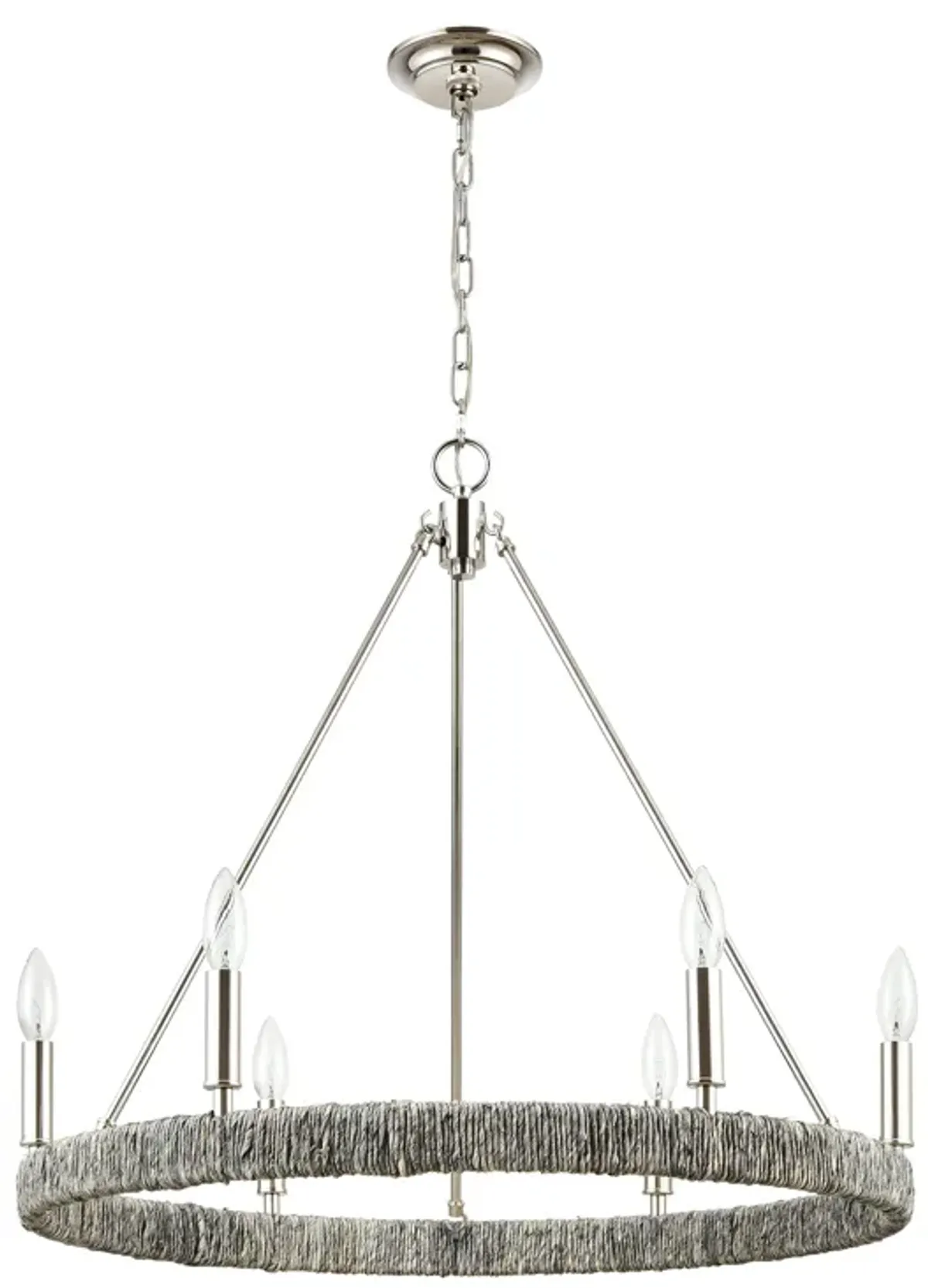 Abaca 27" Wide 6-Light Chandelier - Polished Nickel