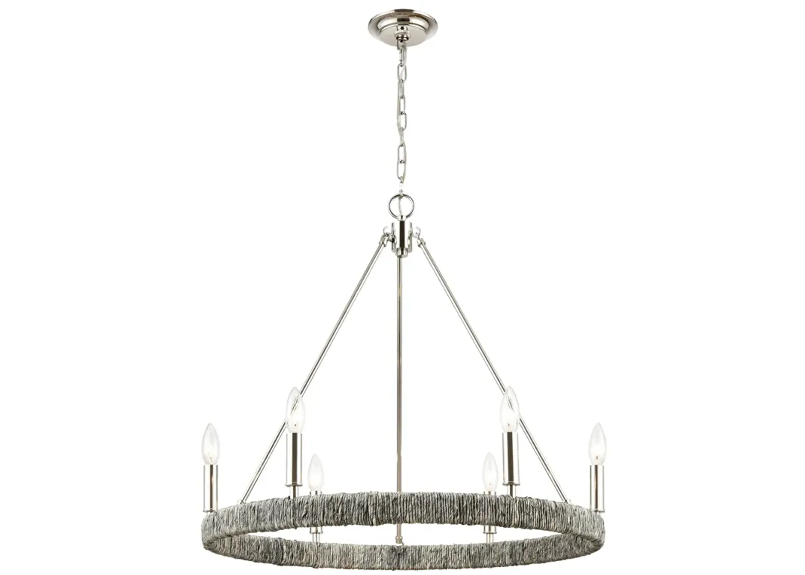 Abaca 27" Wide 6-Light Chandelier - Polished Nickel